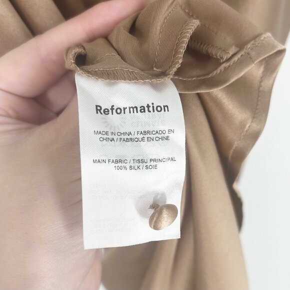 NWOT Reformation Poppies 100% Silk Cutout Maxi Dress in Croissant - Picture 9 of 9